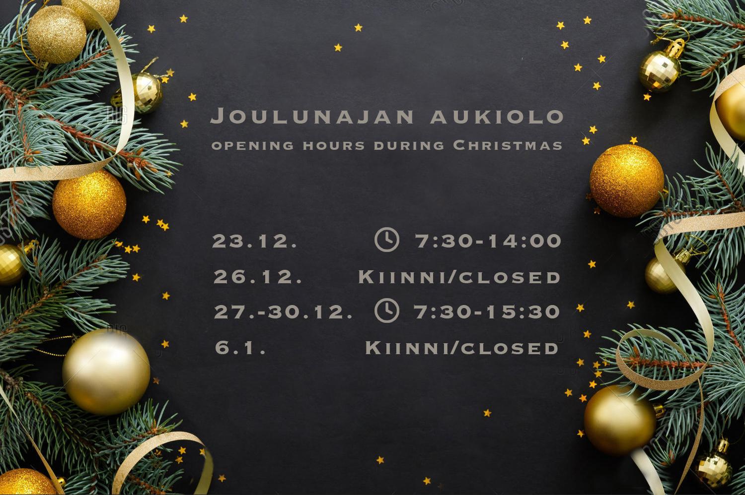 picture with holiday season opening hours for 2022